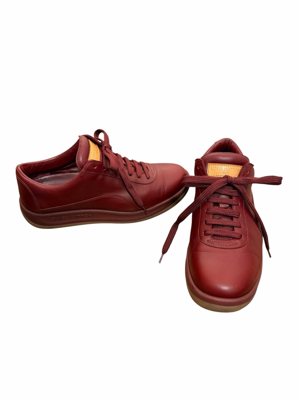 Authentic Louis Vuitton Bordeaux Leather Low-Top Sneakers - Size 38.5 (US 7.5)
